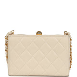 Chanel Vintage Box Clutch Bag Beige Lambskin Gold Hardware