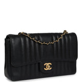 Chanel Vintage Medium Vertical Flap Bag Black Caviar Gold Hardware
