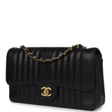 Chanel Vintage Medium Vertical Flap Bag Black Caviar Gold Hardware