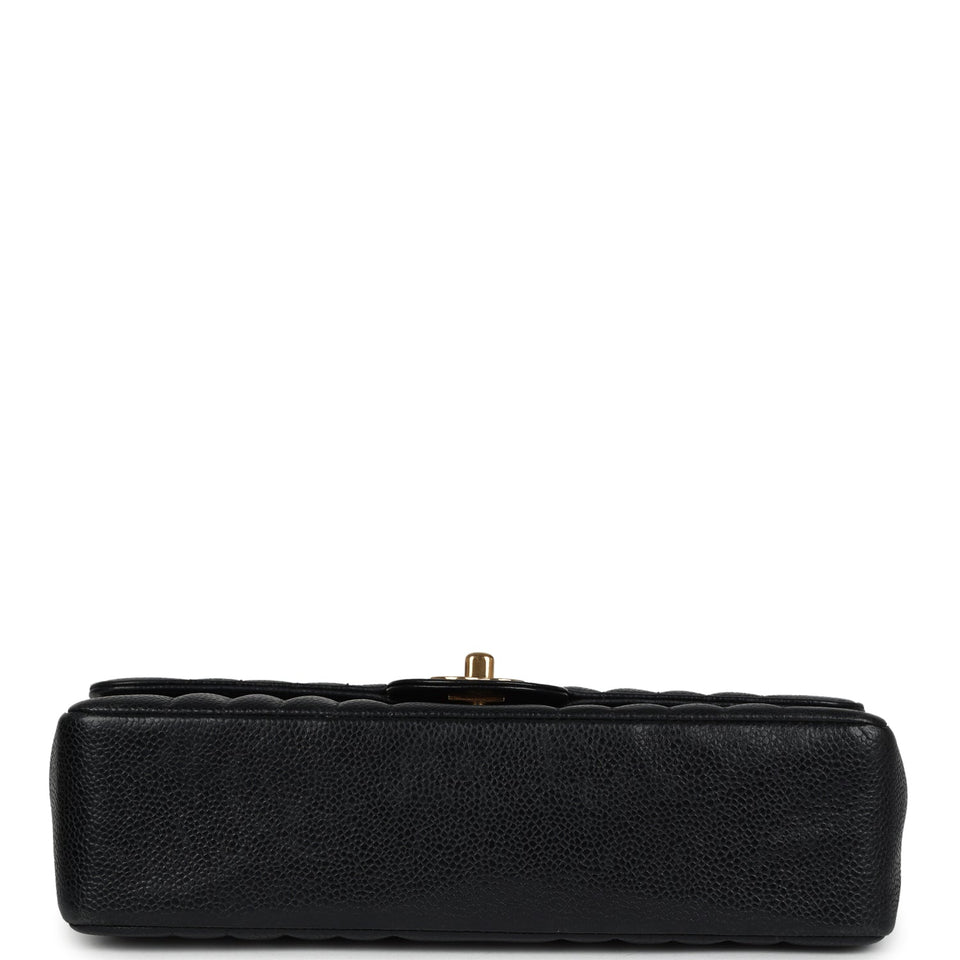 Chanel Vintage Medium Vertical Flap Bag Black Caviar Gold Hardware