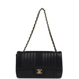Chanel Vintage Medium Vertical Flap Bag Black Caviar Gold Hardware