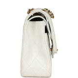 Chanel Vintage Medium Classic Double Flap Bag White Lambskin Gold Hardware