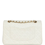 Chanel Vintage Medium Classic Double Flap Bag White Lambskin Gold Hardware