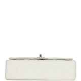 Chanel Vintage Medium Classic Double Flap Bag White Lambskin Gold Hardware