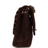 Chanel Vintage Medium Classic Double Flap Bag Brown Suede Gold Hardware
