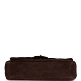 Chanel Vintage Medium Classic Double Flap Bag Brown Suede Gold Hardware