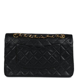 Chanel Vintage Medium Classic Double Flap Bag Black Lambskin Gold Hardware