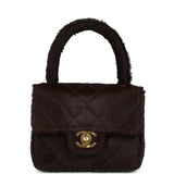 Chanel Vintage Micro Kelly Child Dark Brown Pony Hair Gold Hardware