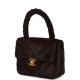 Chanel Vintage Micro Kelly Child Dark Brown Pony Hair Gold Hardware