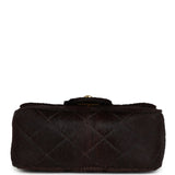 Chanel Vintage Micro Kelly Child Dark Brown Pony Hair Gold Hardware