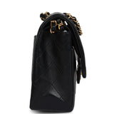 Chanel Vintage Medium Classic Double Flap Bag Black Lambskin Gold Hardware