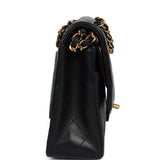 Chanel Vintage Medium Classic Double Flap Bag Black Lambskin Gold Hardware