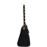 Chanel Vintage Mini Evening Handbag Bag Black Satin Gold Hardware