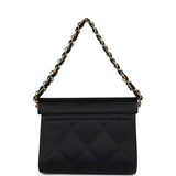 Chanel Vintage Mini Evening Handbag Bag Black Satin Gold Hardware