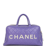 Chanel Vintage Large Logo Boston Bag Light Purple and White Lambskin Gold Hardware