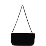 Chanel Vintage Camelia Pochette Black Velvet Silver Hardware