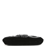 Chanel Vintage Camelia Pochette Black Velvet Silver Hardware