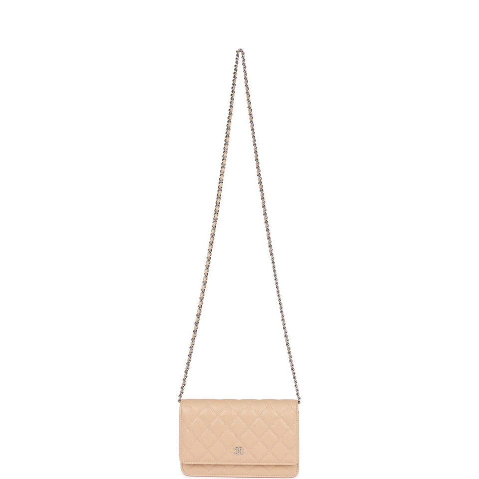 Chanel Wallet on Chain WOC Beige Caviar Silver Hardware