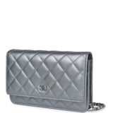 Chanel Wallet On Chain WOC Silver Metallic Lambskin Silver Hardware
