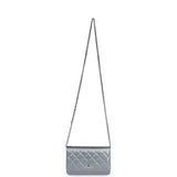 Chanel Wallet On Chain WOC Silver Metallic Lambskin Silver Hardware