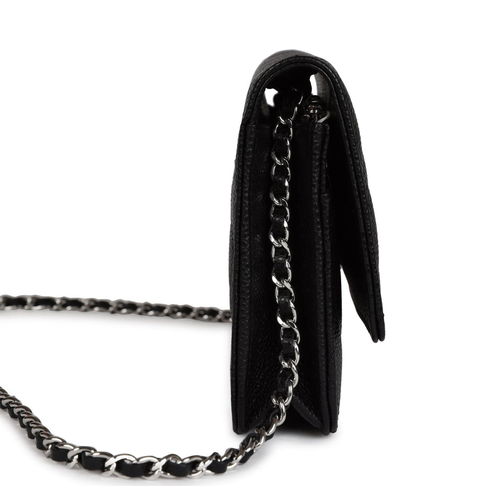 Chanel Wallet On Chain WOC Black Caviar Silver Hardware