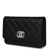 Chanel Wallet On Chain WOC Black Caviar White and Silver Hardware