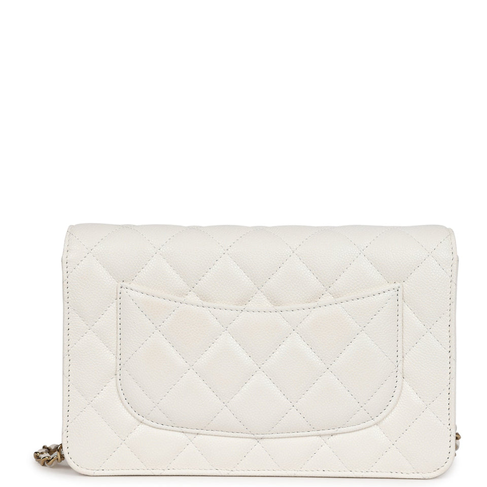 Chanel Wallet On Chain WOC White Caviar Light Gold Hardware