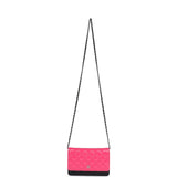Chanel Classic Wallet On Chain WOC Pink & Black Patent Leather Silver Hardware