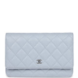 Chanel Wallet On Chain WOC Light Grey Shiny Caviar Silver Hardware
