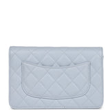 Chanel Wallet On Chain WOC Light Grey Shiny Caviar Silver Hardware