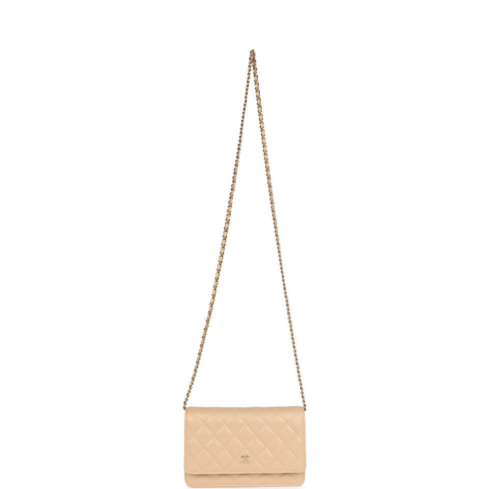 Chanel Wallet On Chain WOC Light Beige Caviar Gold Hardware
