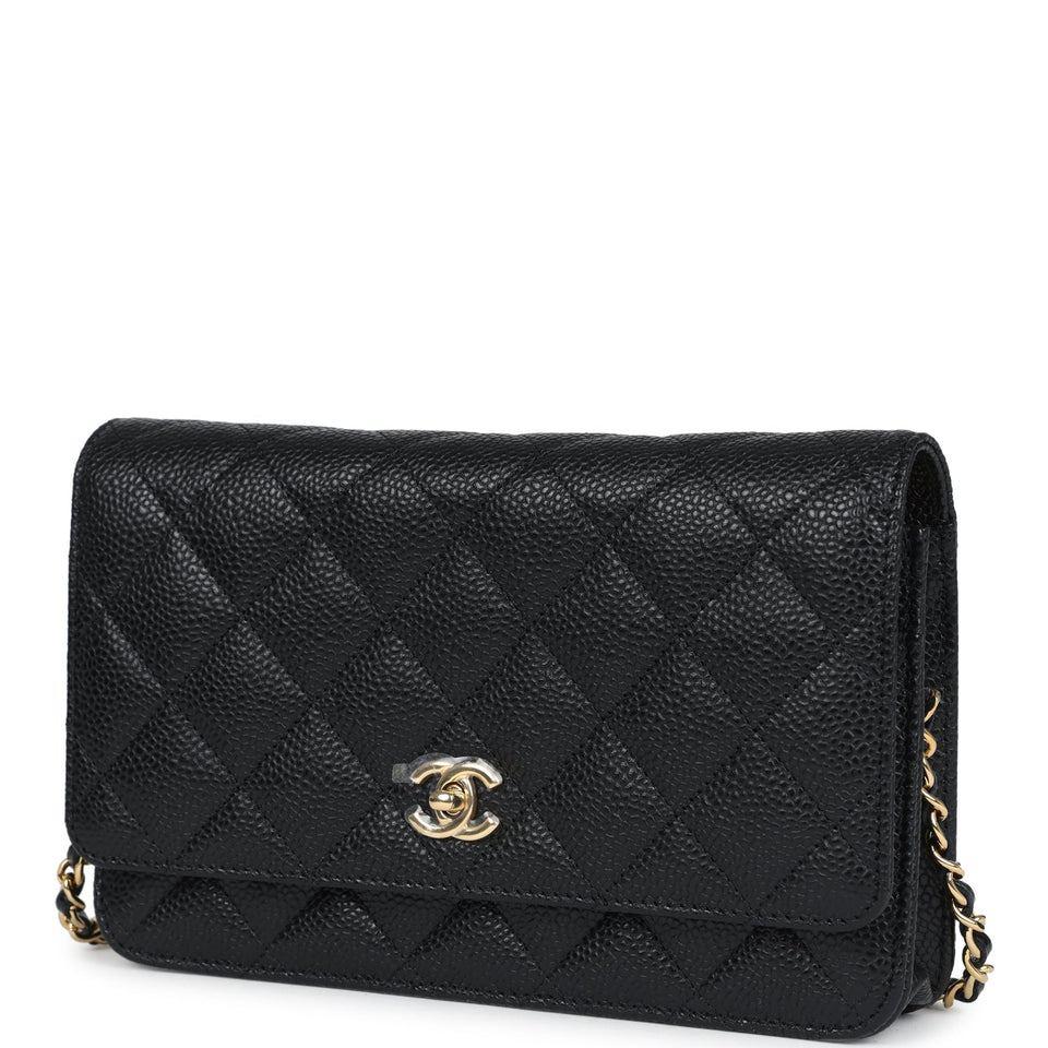 Chanel Wallet On Chain WOC Black Caviar Gold Hardware