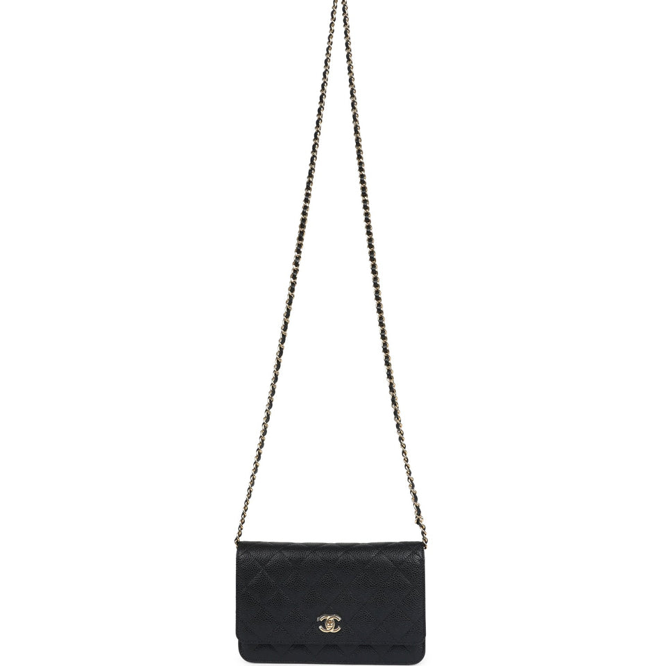 Chanel Wallet On Chain WOC Black Caviar Gold Hardware