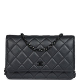 Chanel Classic Wallet On Chain WOC SO Black Iridescent Lambskin Black Hardware