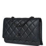Chanel Classic Wallet On Chain WOC SO Black Iridescent Lambskin Black Hardware