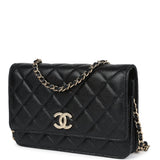 Chanel Wallet On Chain WOC Black Shiny Caviar Light Gold Hardware