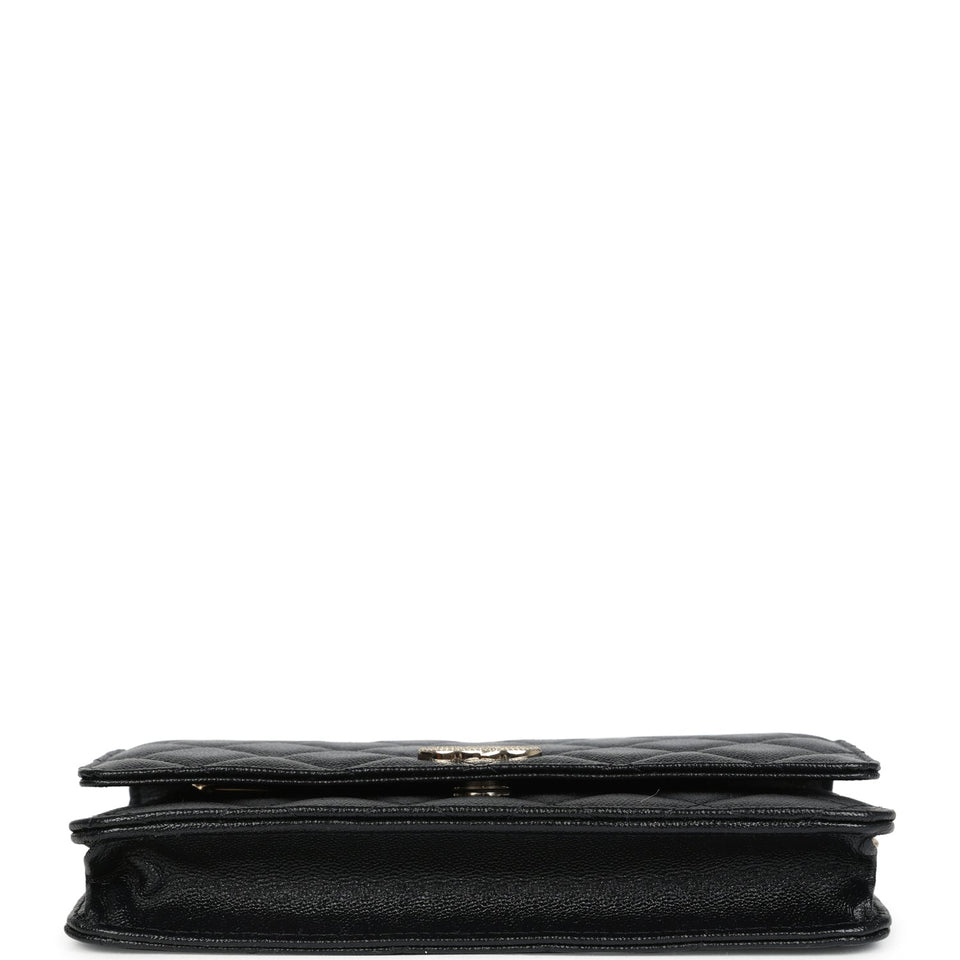 Chanel Wallet On Chain WOC Black Shiny Caviar Light Gold Hardware