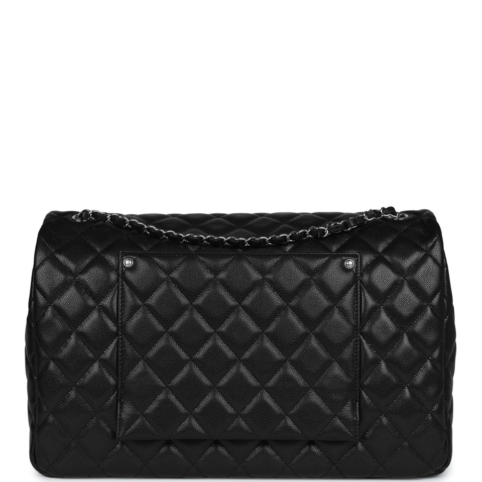 Chanel XXL Flap Bag Black Shiny Caviar Light Gold Hardware