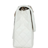Chanel XXL Flap Bag White Shiny Caviar Light Gold Hardware