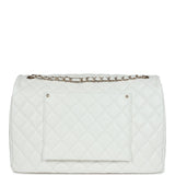 Chanel XXL Flap Bag White Shiny Caviar Light Gold Hardware