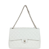 Chanel XXL Flap Bag White Shiny Caviar Light Gold Hardware