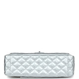 Chanel XXL Flap Bag Silver Metallic Lambskin Silver Hardware