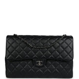 Chanel XXL Classic Single Flap Bag SO Black Shiny Caviar Ruthenium Hardware