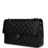 Chanel XXL Classic Single Flap Bag SO Black Shiny Caviar Ruthenium Hardware
