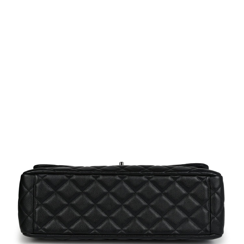 Chanel XXL Classic Single Flap Bag SO Black Shiny Caviar Ruthenium Hardware
