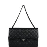 Chanel XXL Classic Single Flap Bag SO Black Shiny Caviar Ruthenium Hardware