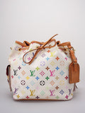 Louis Vuitton Takashi Murakami White Multicolore Monogram Coated Canvas Petit Noe Bag Gold Hardware