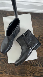 Christian Dior Black Leather Cannage Quilted Ankle Boot - 39