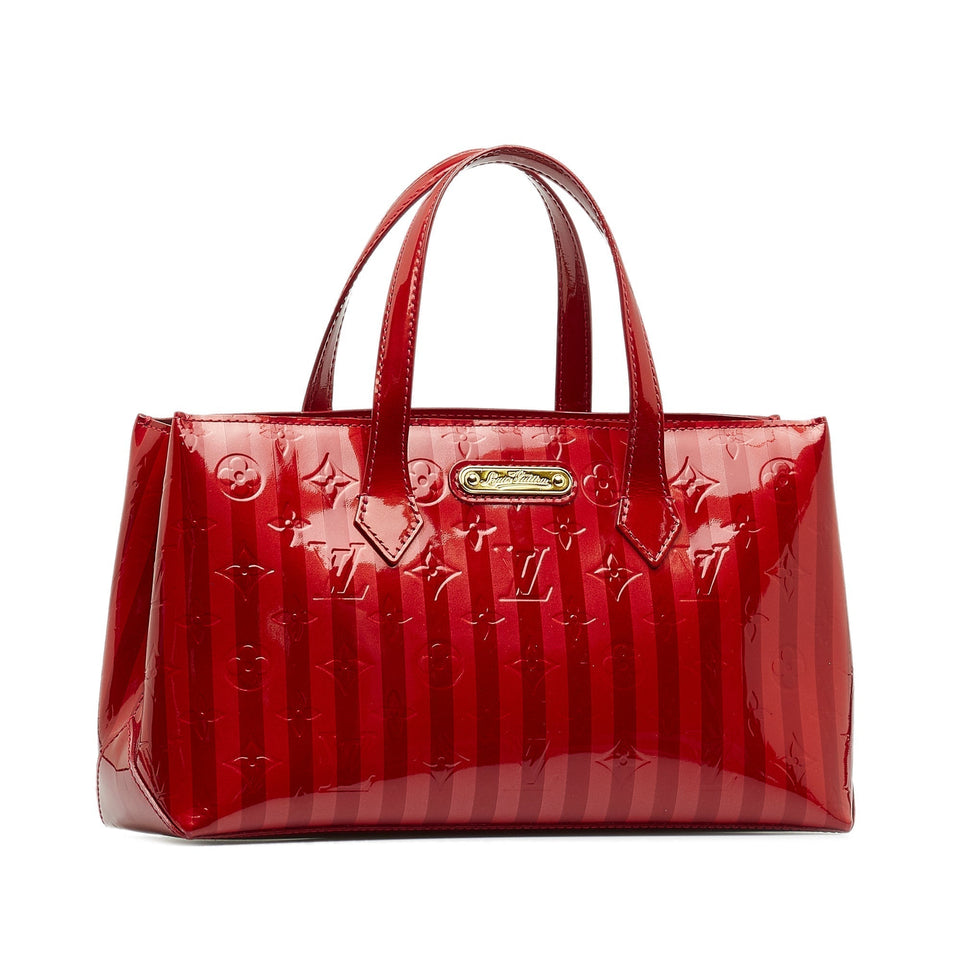 Louis Vuitton Monogram Vernis Rayures Wilshire PM HandBag