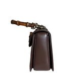 Gucci Bamboo 1947 Top Handle Bag Leather Small Chocolate Brown with Strap